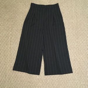 Striped Cropped Wide Leg Pants